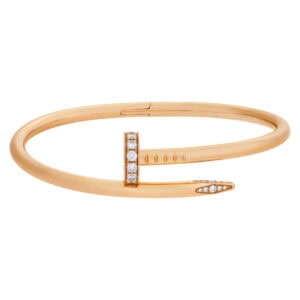 Cartier Just Un Clou bracelet in 18k rose gold with diamonds. Size 16