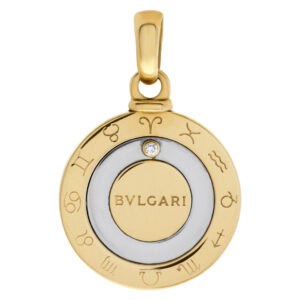 Bvlgari horoscope pendant in 18k and stainless steel with single diamond