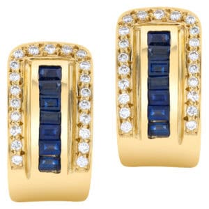 Sapphire and diamond post and clip earrings in 18k