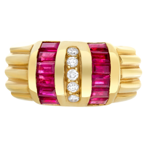 Ruby and Diamond set in 18k yellow gold ring.