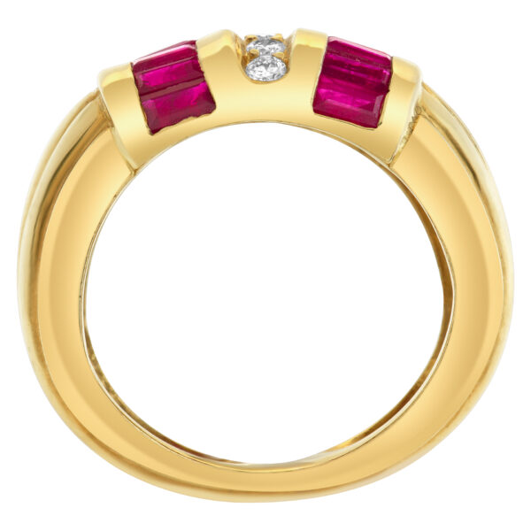 Ruby and Diamond set in 18k yellow gold ring.