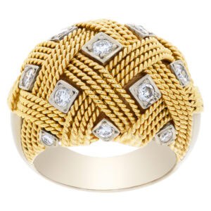 Honeycomb diamond ring in 18k