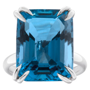 AGL certified 13.99 carat blue cushion shape Aquamarine ring