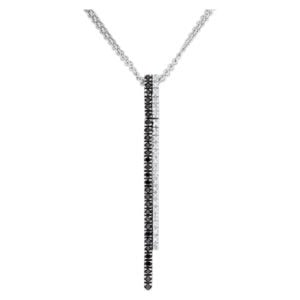 Necklace with black and white diamonds in 14k white gold