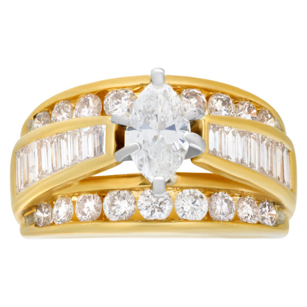 Sparkling marquise cut diamond ring in 14k