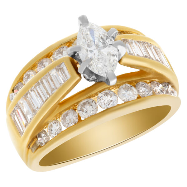 Sparkling marquise cut diamond ring in 14k