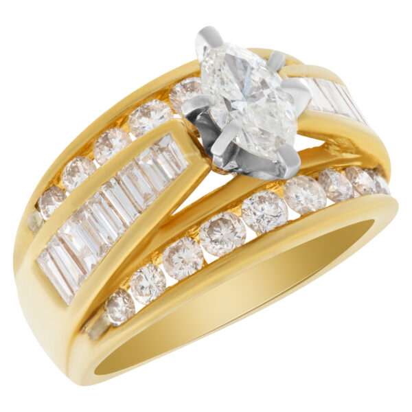 Sparkling marquise cut diamond ring in 14k