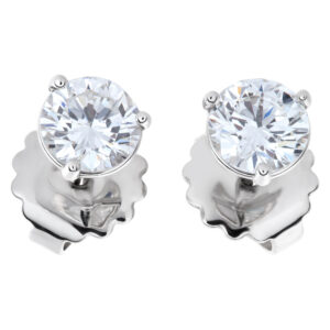 GIA certified round brilliant cut diamond studs; 1.04 carat (F color, SI2 clarity) & GIA Certified Round Diamond 1.16 Carats (F Color, VS2 Clarity)