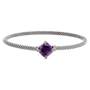 David Yurman Chatelaine bangle in sterling silver with Amethyst and diamonds