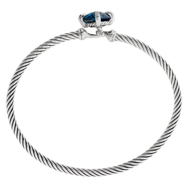 David Yurman "Chatelaine" bangle in sterling silver w/ blue topaz and diamonds prongs.