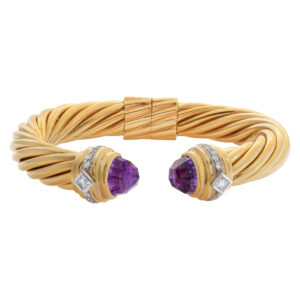 Bangle with amethyst and diamonds in 18k