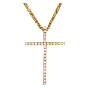 Delicate diamond cross necklace in 18k with .3 carats in diamonds