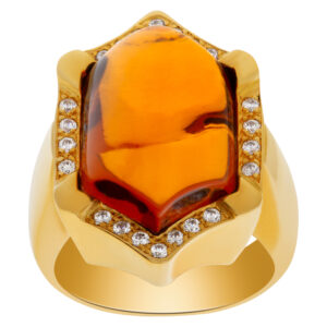 Elegant ring with hexagonal cabochon Madeira Citrine ring