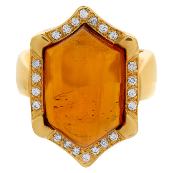 Elegant ring with hexagonal cabochon Madeira Citrine ring