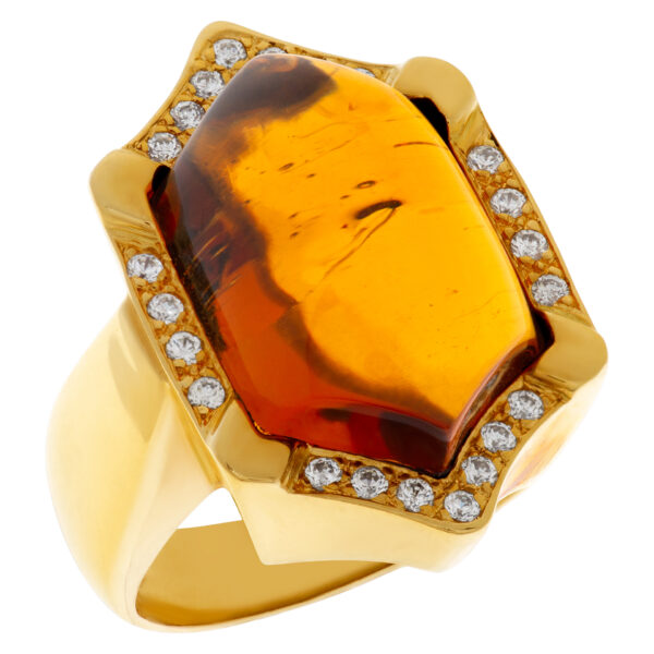 Elegant ring with hexagonal cabochon Madeira Citrine ring