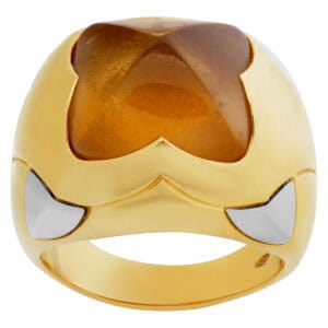 Bvlgari "Pyramid" citrine ring in 18k yellow and white gold