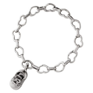 Aaron Basha heart link bracelet and baby girl diamond shoe charm