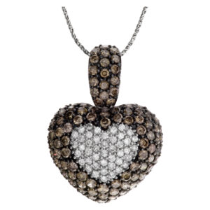 Diamond puff heart necklace 18k