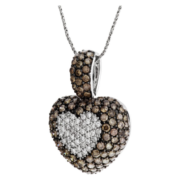 Diamond puff heart necklace 18k