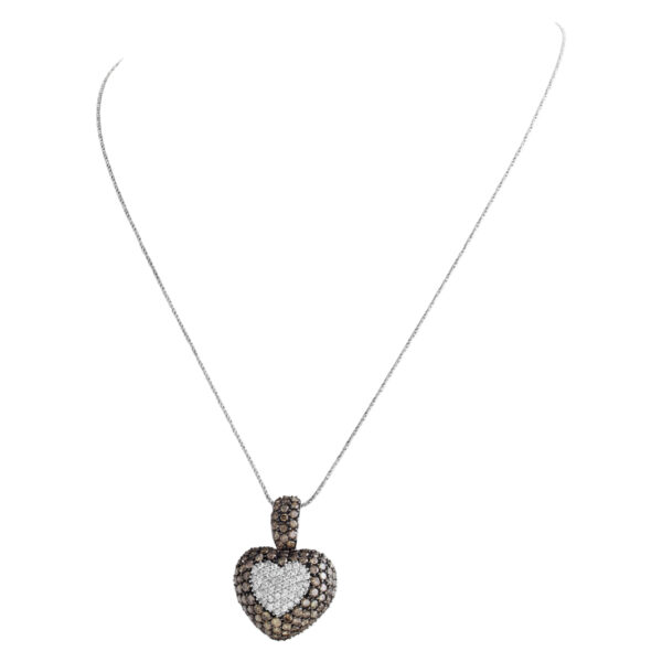 Diamond puff heart necklace 18k