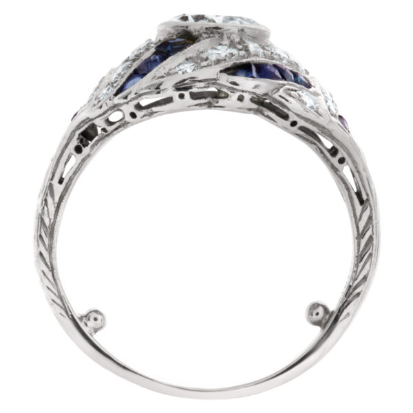 Diamond and sapphire art deco ring in platinum