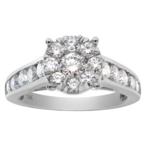 Diamond cluster ring in 14k white gold