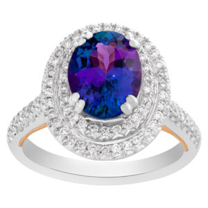 Diamond and tanzanite ring in 18k white and yellow gold