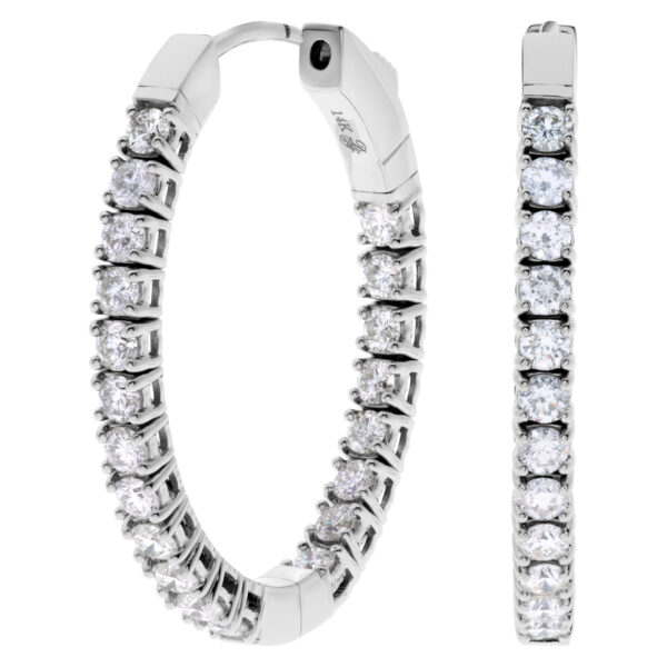 Diamond hoops in 14k white gold