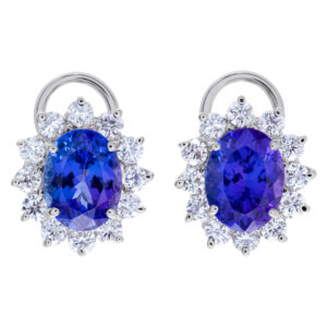 Diamond and tanzanite earrings in 14k gold