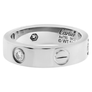 Cartier Love Ring with three diamonds in white gold