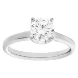 GIA certified diamond ring in 14k white gold. 1.03 carat, H color, SI2 clarity.