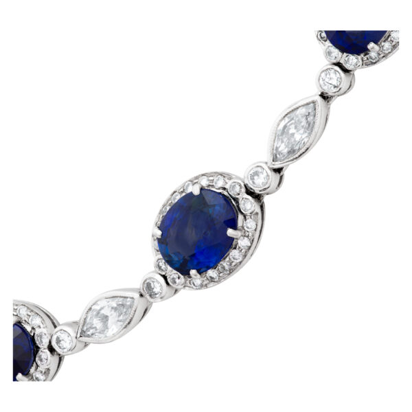 Deep blue sapphire and diamond necklace in 18k white gold