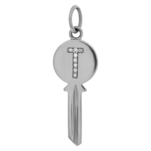 Tiffany & Co. "Mini Key" T charm with accent diamonds in 18k white gold