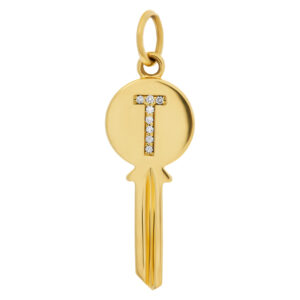 Tiffany & Co. "Mini Key" T charm with accent diamonds in 18k