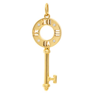 Tiffany & Co "Atlas" key charm with diamonds in 18k