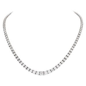 GIA certified round diamond graduated tennis necklace in 18k White gold