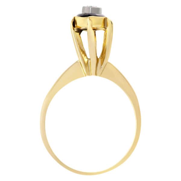 Diamond and onyx ring in 14k yellow gold