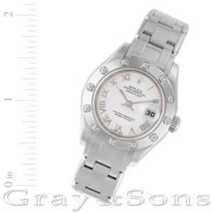 Rolex Pearlmaster 80319 18k white gold 29mm auto watch