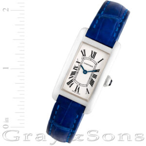 Cartier Americaine Tank SM10782 18k white gold 19mm Quartz watch