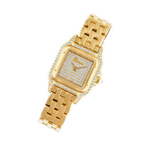 Cartier Panthere 86691912027 18k pave diamond gold dial and bezel 22mm Quartz