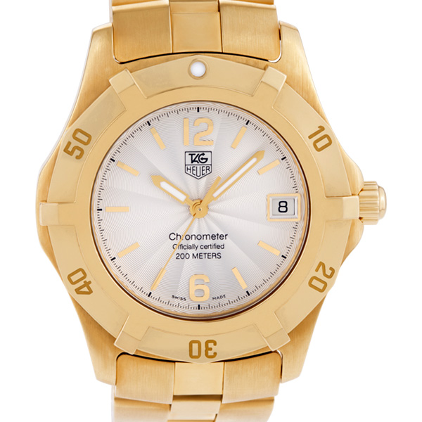 Men's TAG Heuer 38mm 2000 Solid 18K Yellow Gold Watch with Silver