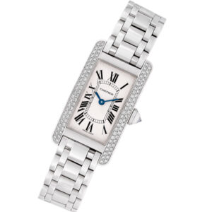 Cartier Tank Americaine WB7018L1 18k white gold 19mm Quartz watch