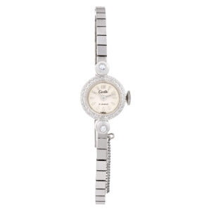 Classic Cocktail 14k White Gold, Silver dial, diamond case 14.5mm Manual watch