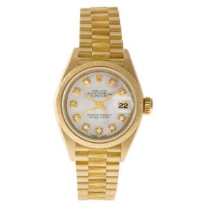 Ladies Rolex Datejust 69278 in 18k, Custom MOP diamond dial 26mm Automatic watch