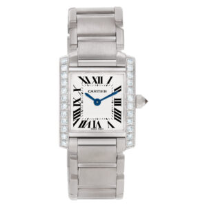 Cartier Tank Francaise WE1002S3 18k White Gold factory diamond bezel 20mm Quartz