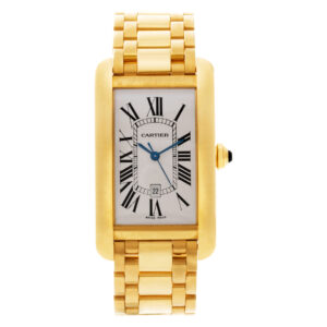 Cartier Tank American W26031K2 18k yellow gold 28mm auto watch