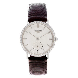 Longines Classic 18k White Gold, White dial, diamond bezel 32mm Manual watch