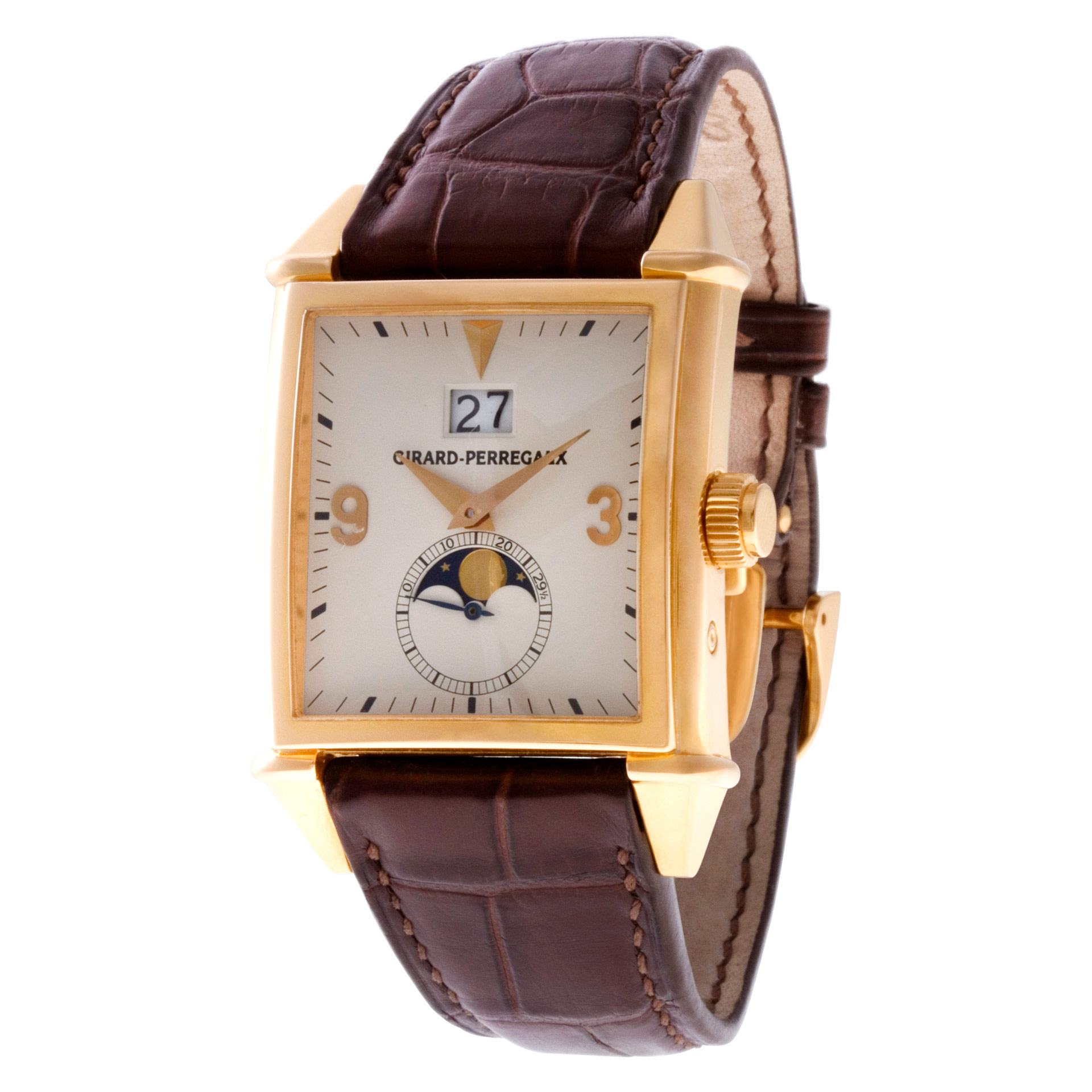 Vintage 1945 Girard Perregaux Moonphase 18k Pink Gold 25800 52