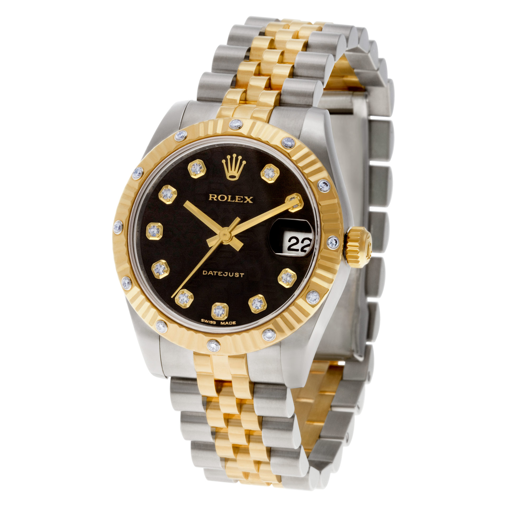 Rolex Datejust Steel Yellow Gold Anniversary Diamond Dial Ladies