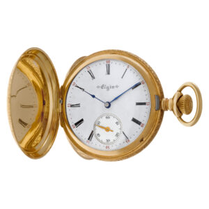 Elgin pocket watch 160749 14k White dial 50mm Manual watch